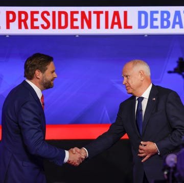 new york october 1 cbs news hosts a vice presidential debate between sen jd vance and gov tim walz moderated by norah odonnell and margaret brennan on tuesday, oct 1, 2024, at the cbs broadcast center in new york city pictured l r sen jd vance and gov tim walz photo by michele crowecbs via getty images